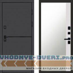 Входная дверь Тренд Графит Зеркало фацет Белый софт